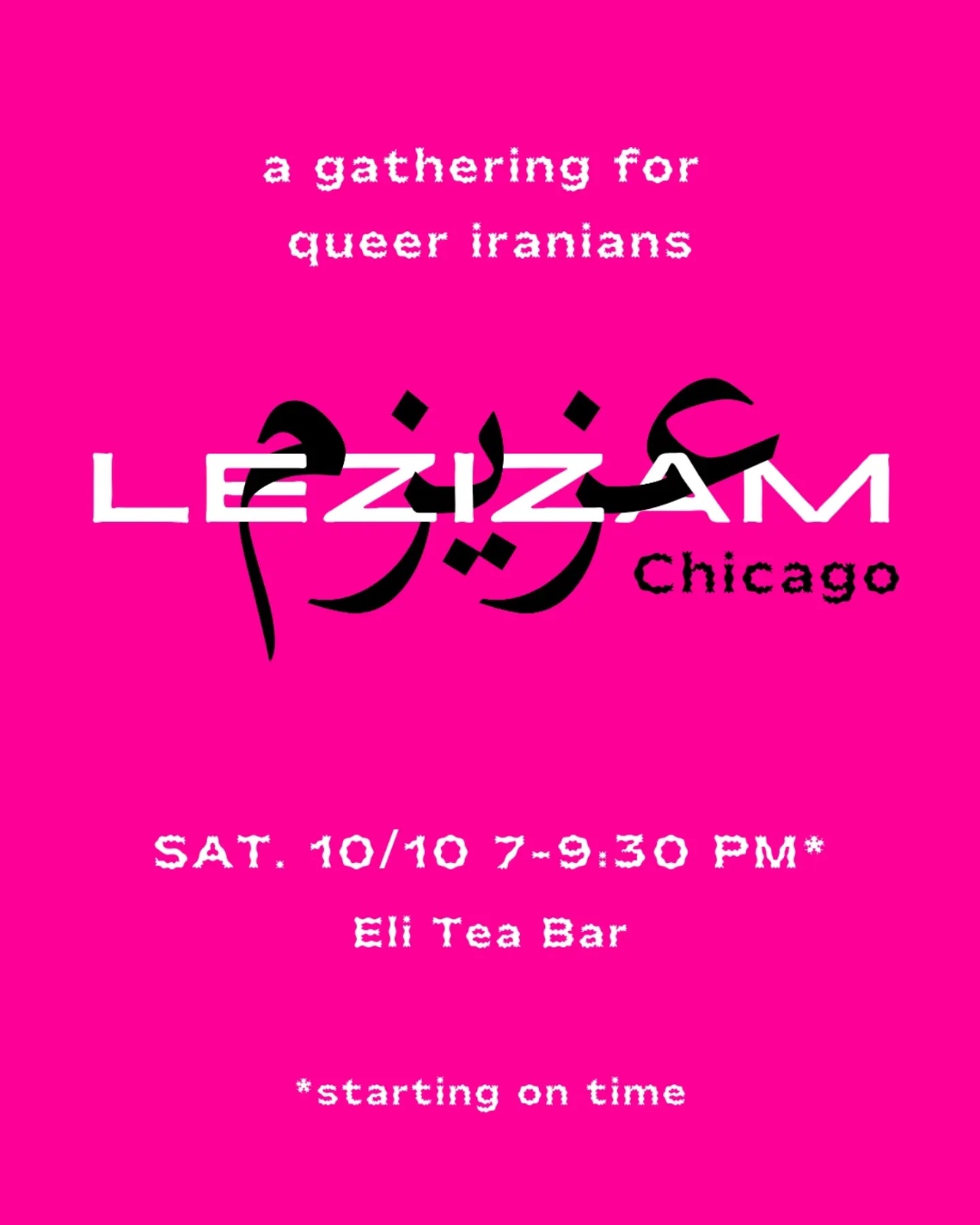 Flyer for LEZIZAM Chicago: A Gathering for Queer Iranians